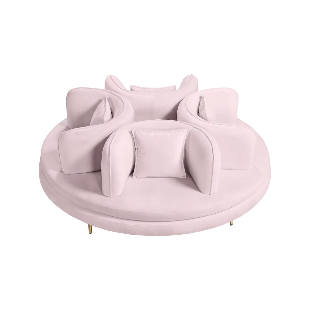 Circlet Pink Velvet Round Sofa Settee. Picture 2