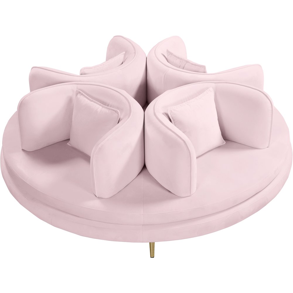 Circlet Pink Velvet Round Sofa Settee. Picture 3