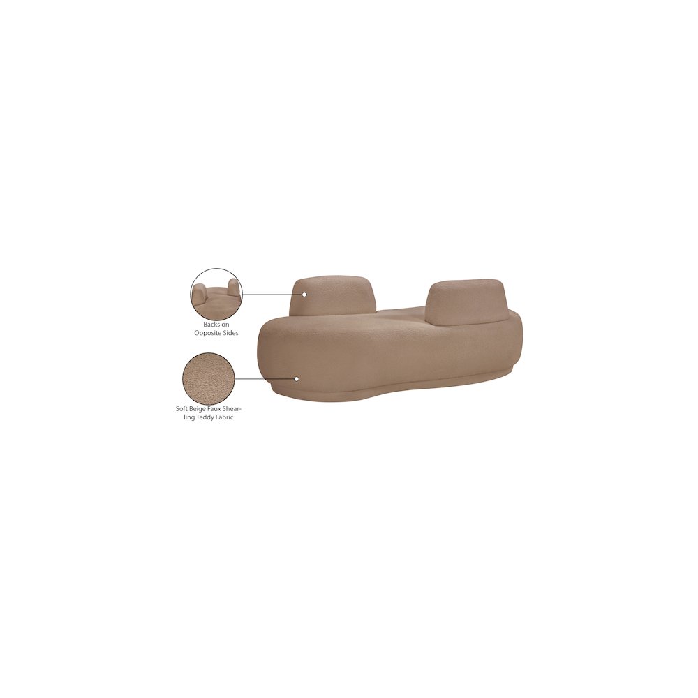 Argyle Beige Teddy Fabric Chaise/Loveseat. Picture 13