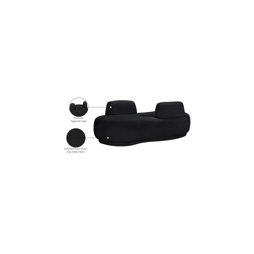 Argyle Black Teddy Fabric Chaise/Loveseat. Picture 13