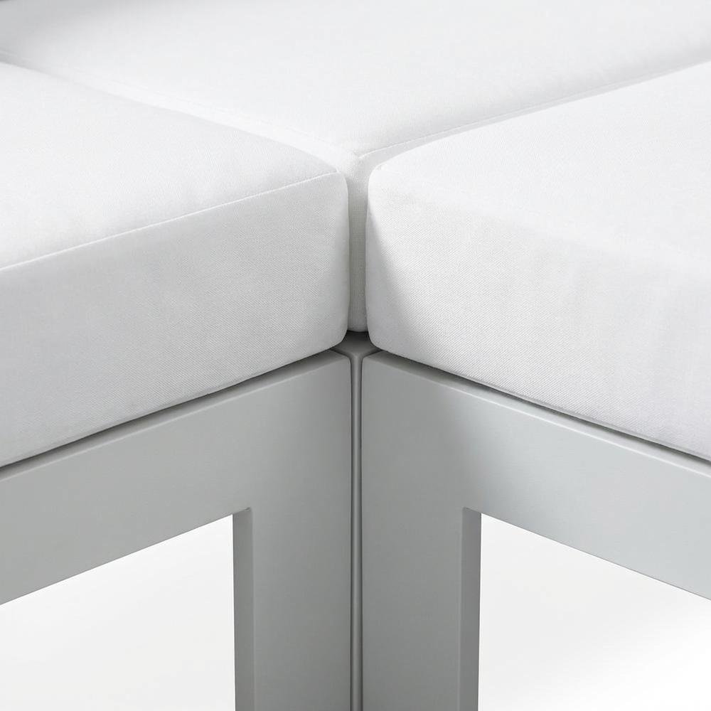 White Fabric Outdoor Modular Sofa With Contemporary Style And Cushioned Seating. Picture 6
