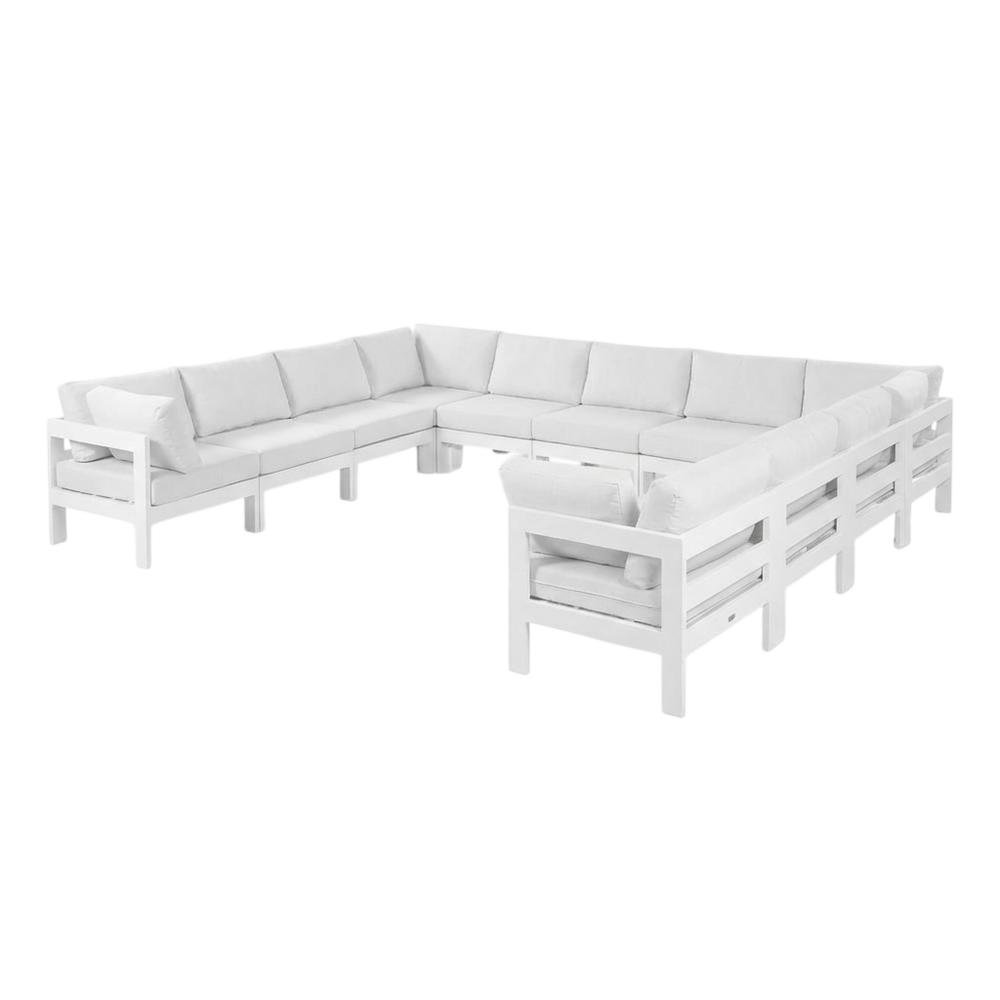 White Fabric Outdoor Patio Modular Sectional With Contemporary Style. Picture 1
