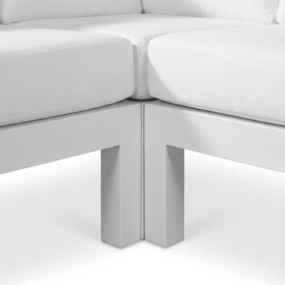 White Fabric Outdoor Patio Modular Sectional With Contemporary Style. Picture 6