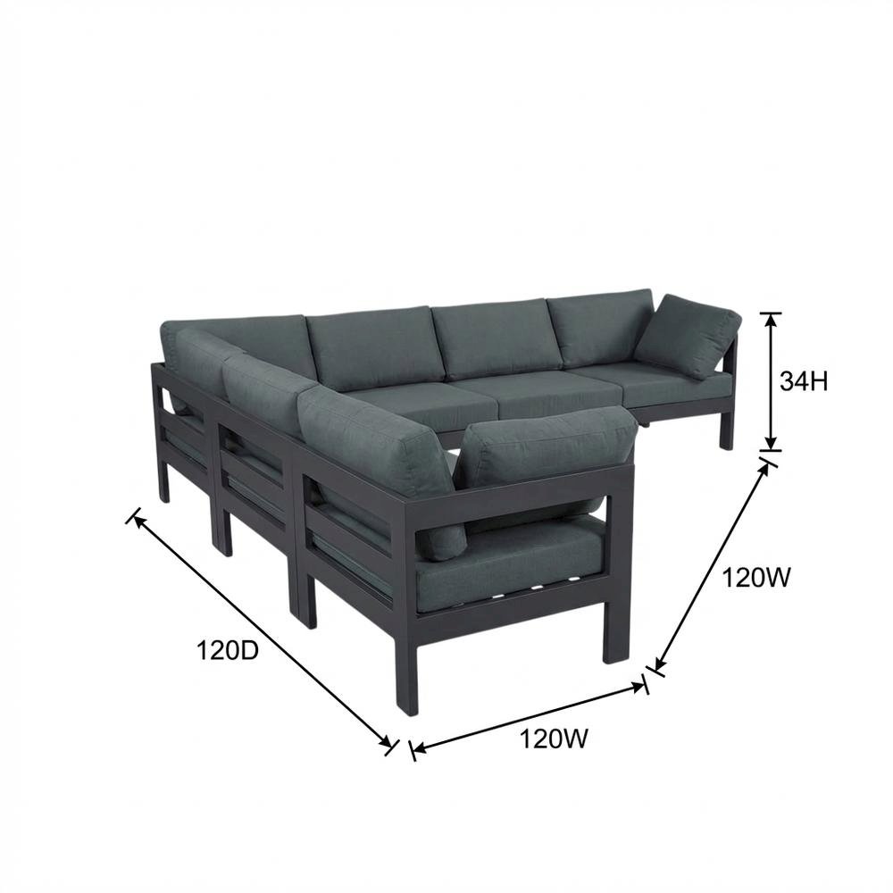 Gray Fabric Outdoor Patio Modular Sectional With Contemporary Design. Picture 7