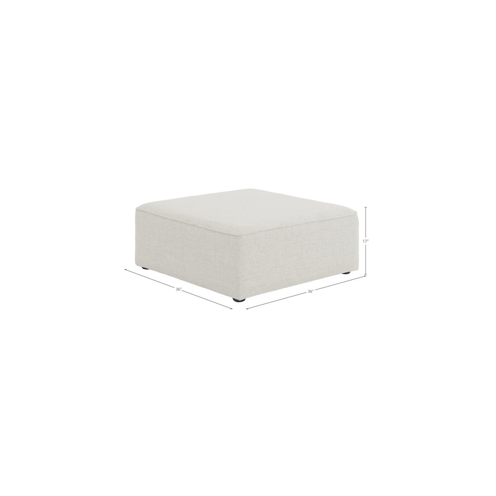 Cube Cream Durable Linen Textured Ottoman. Picture 4