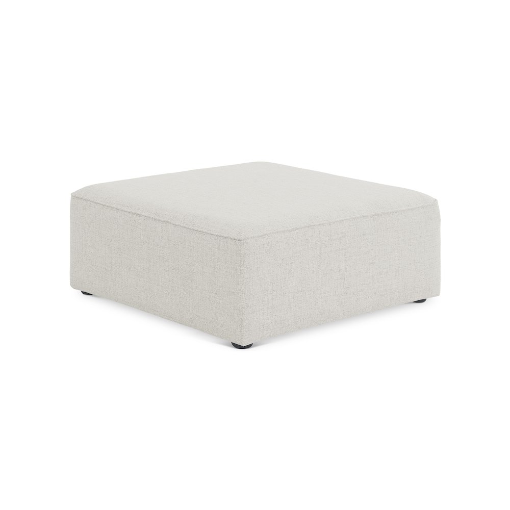 Cube Cream Durable Linen Textured Ottoman. Picture 1