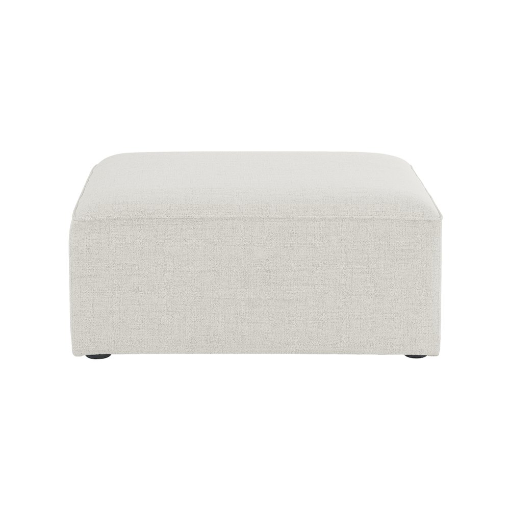 Cube Cream Durable Linen Textured Ottoman. Picture 2