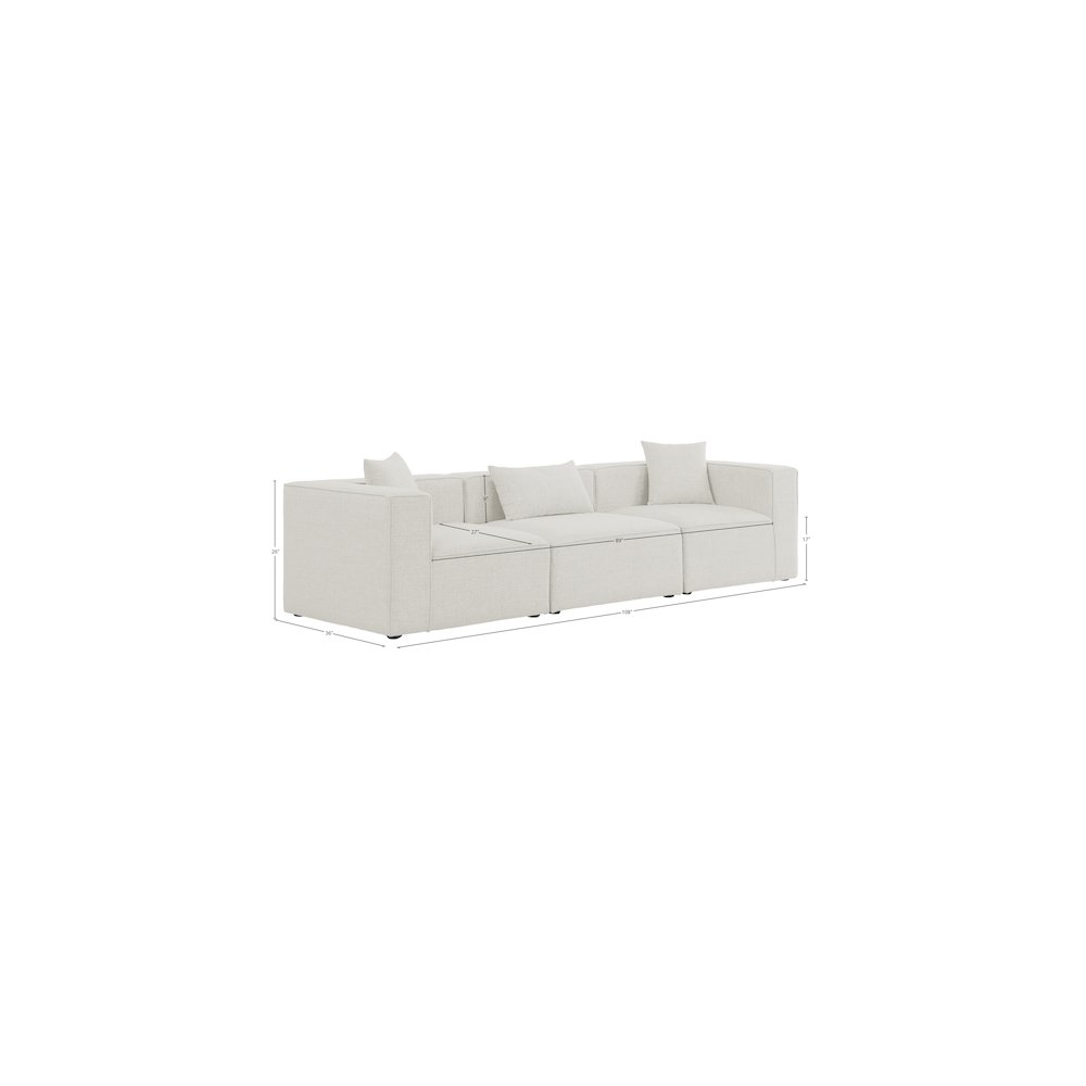 Cube Cream Durable Linen Textured Modular Sofa. Picture 8