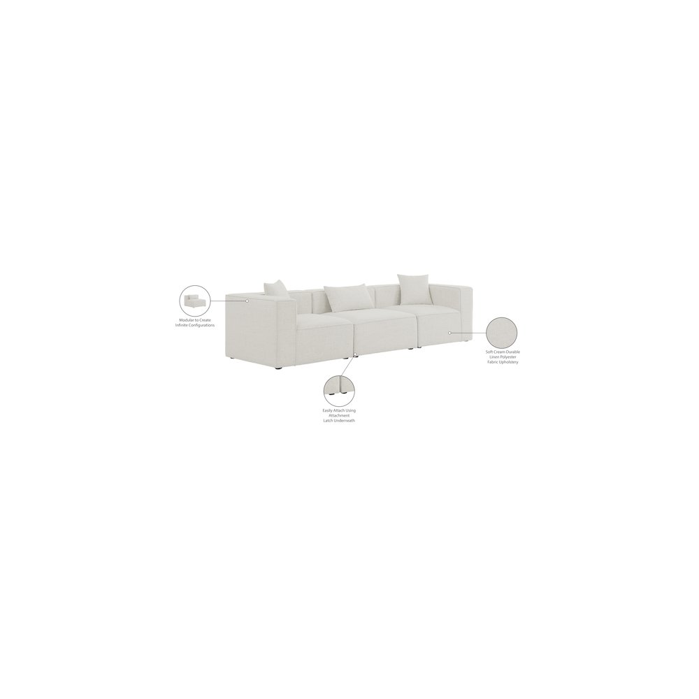 Cube Cream Durable Linen Textured Modular Sofa. Picture 9