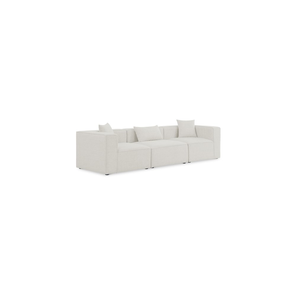 Cube Cream Durable Linen Textured Modular Sofa. Picture 1