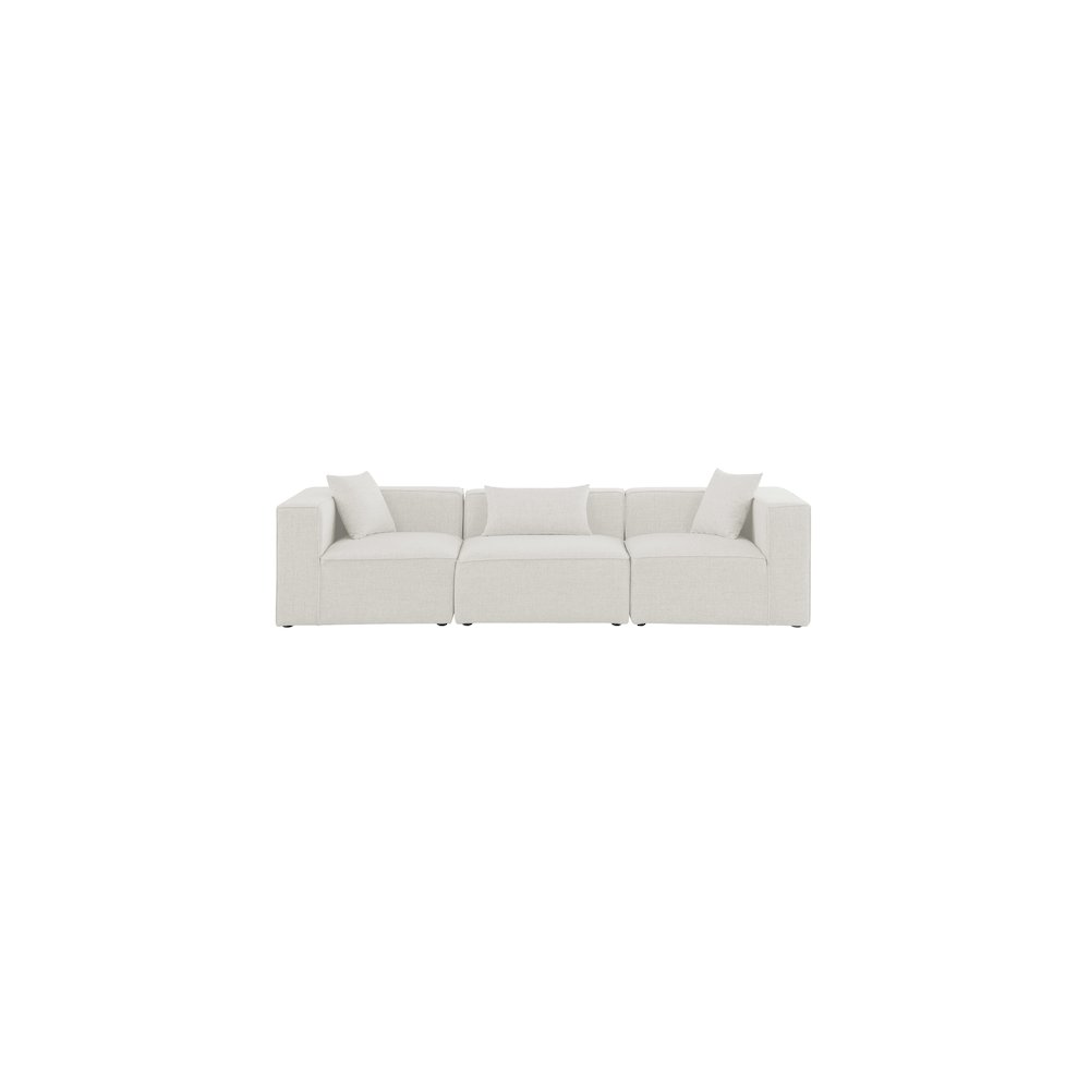 Cube Cream Durable Linen Textured Modular Sofa. Picture 3