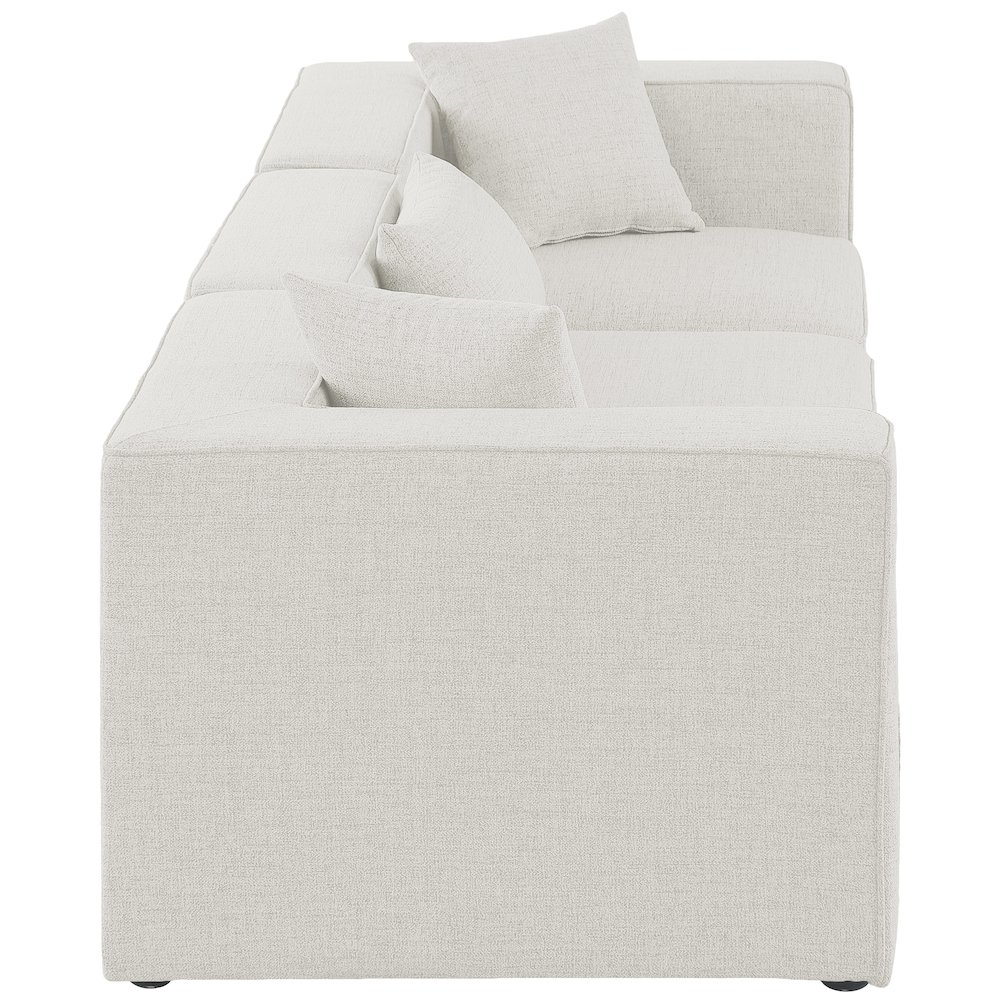 Cube Cream Durable Linen Textured Modular Sofa. Picture 4