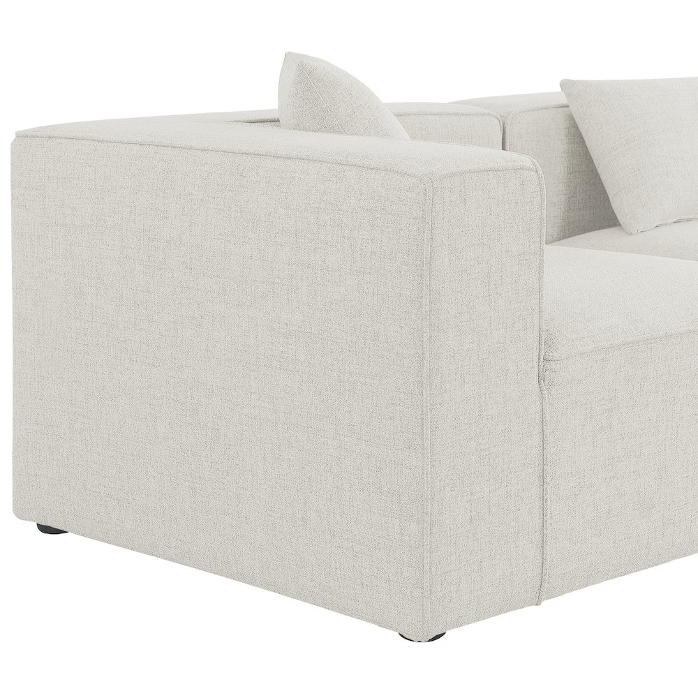 Cube Cream Durable Linen Textured Modular Sofa. Picture 6