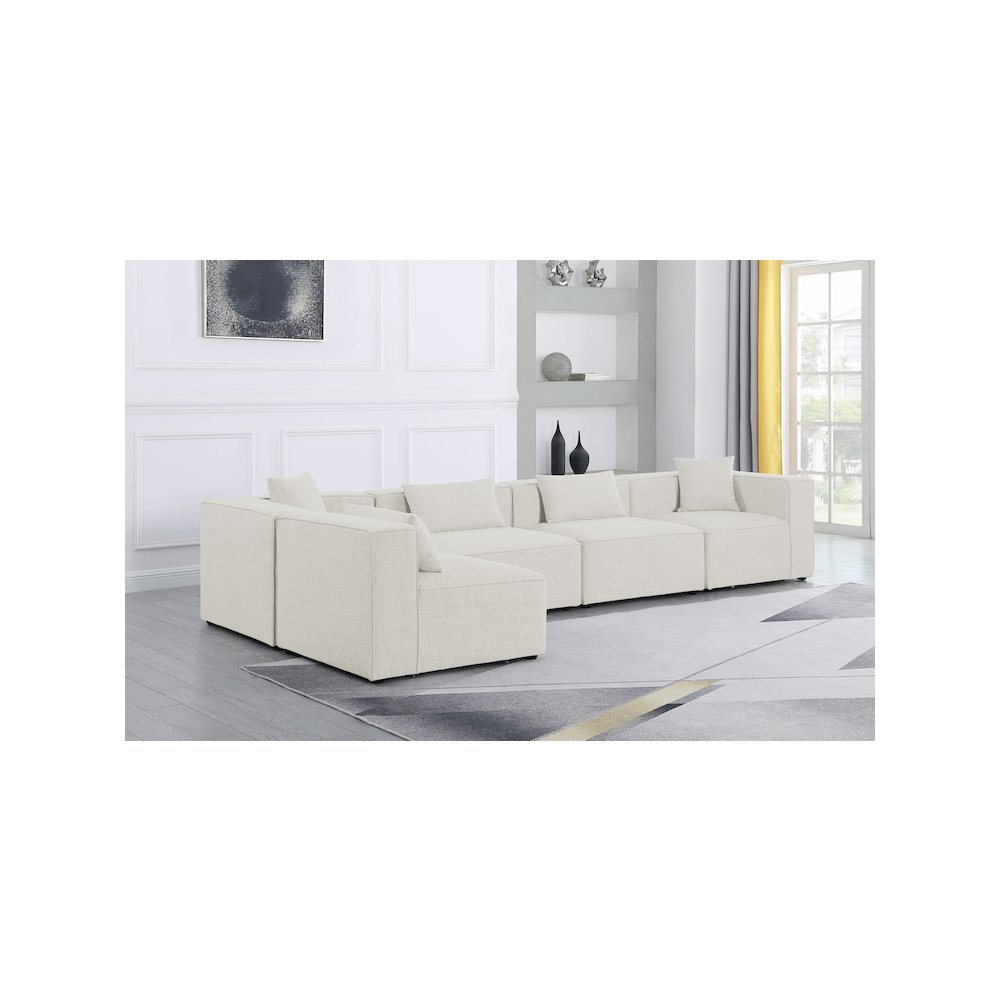 Cube Cream Durable Linen Textured Modular Sectional. Picture 2