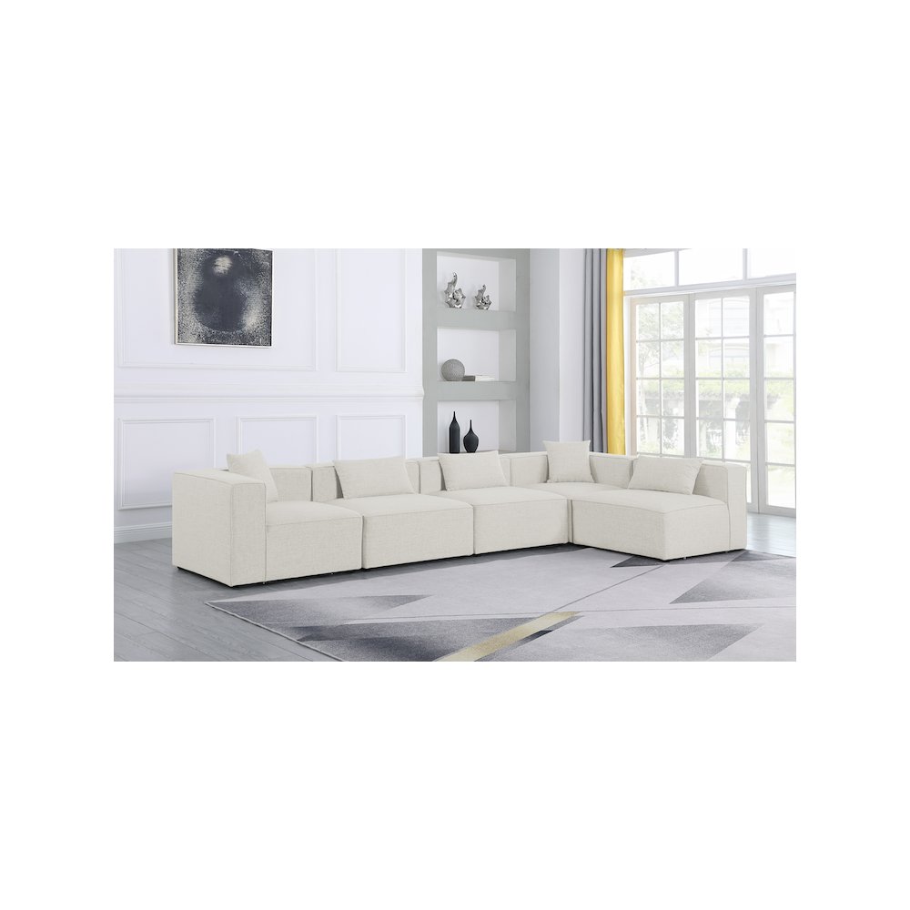 Cube Cream Durable Linen Textured Modular Sectional. Picture 3