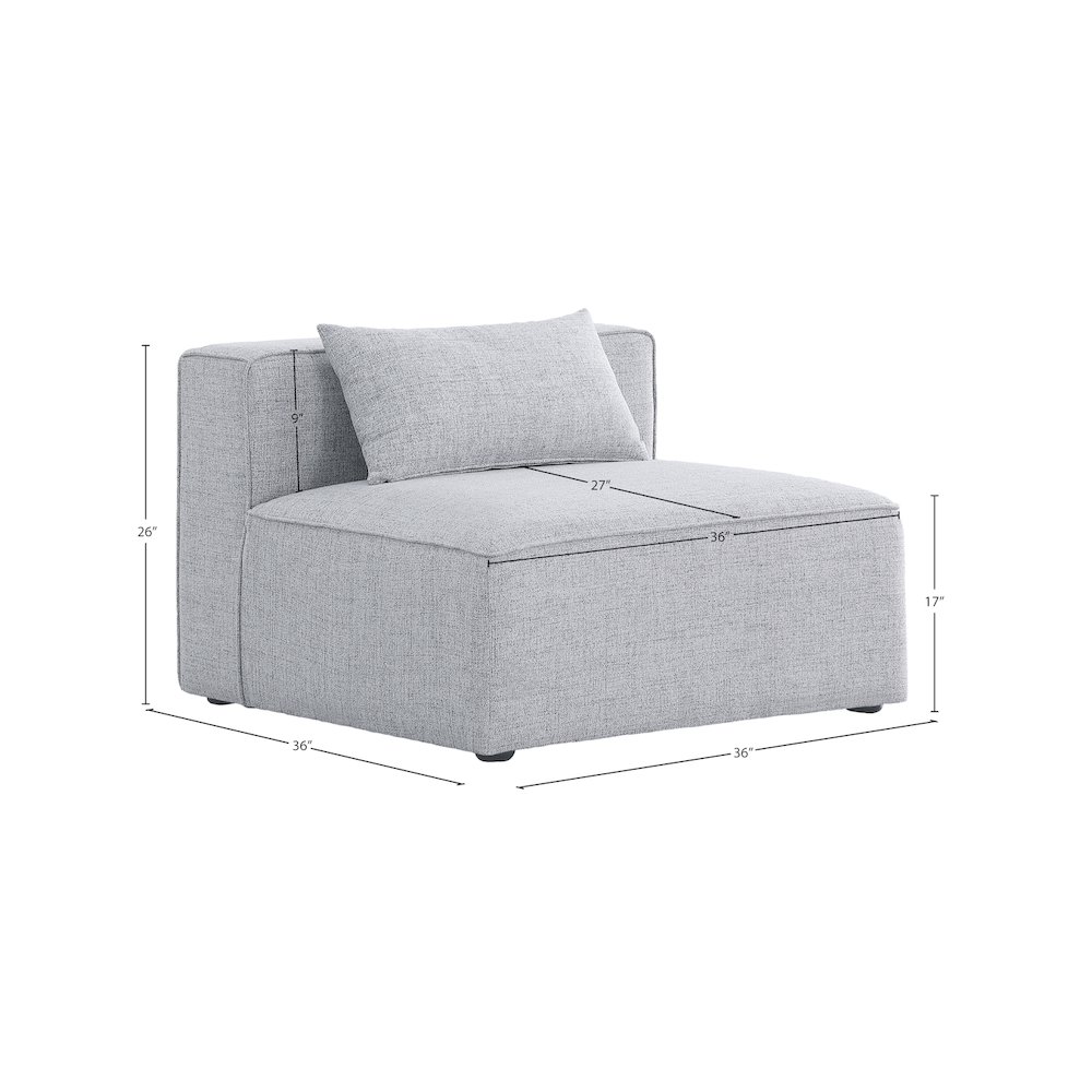 Cube Grey Durable Linen Textured Armless Chair. Picture 6