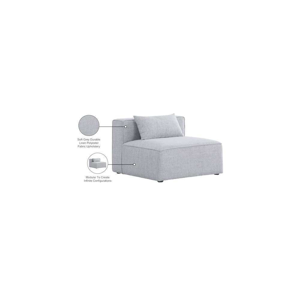 Cube Grey Durable Linen Textured Armless Chair. Picture 7