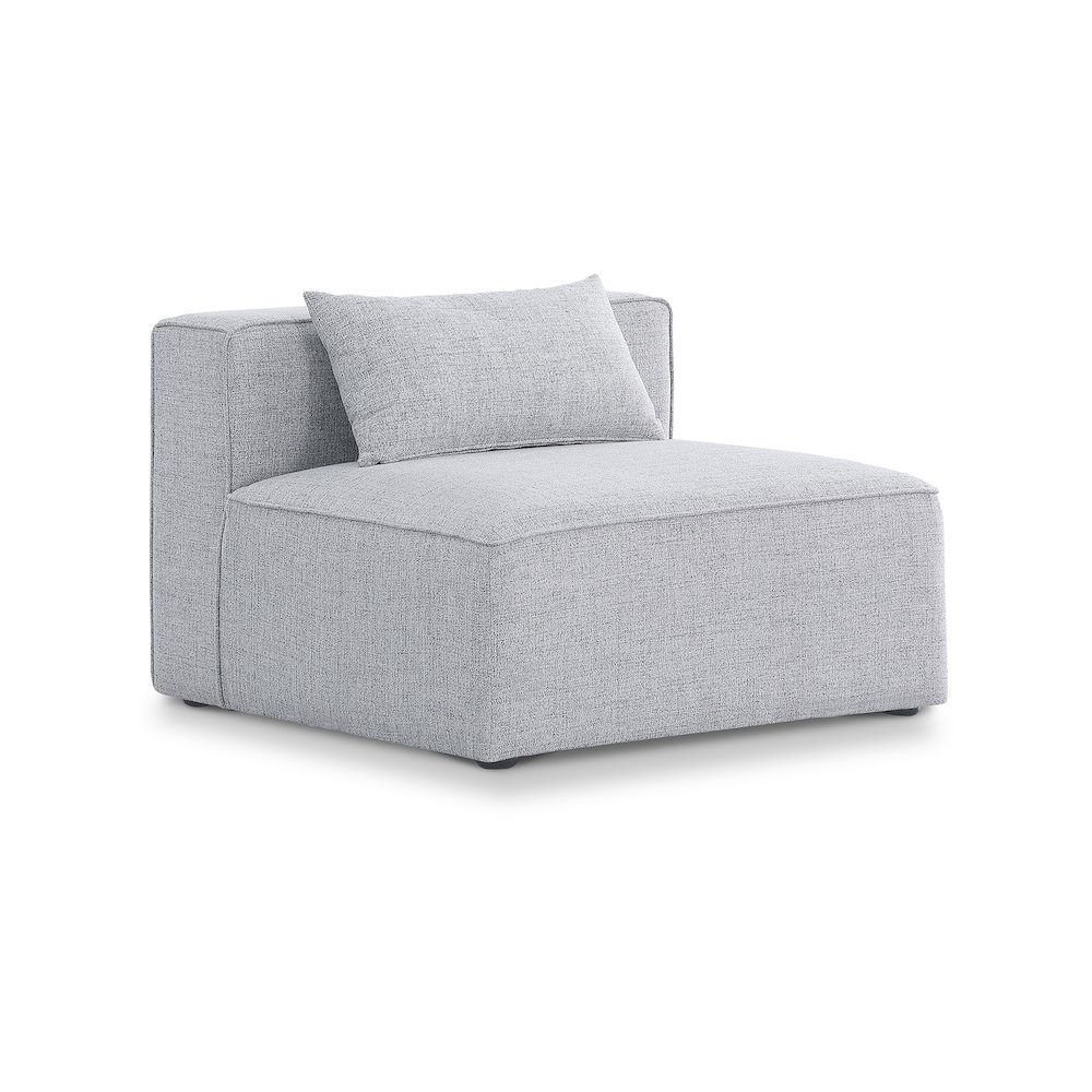 Cube Grey Durable Linen Textured Armless Chair. Picture 1