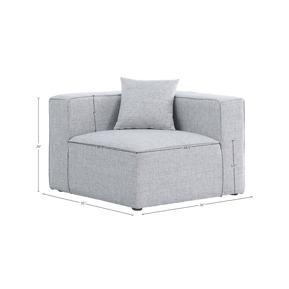 Cube Grey Durable Linen Textured Corner Chair. Picture 6