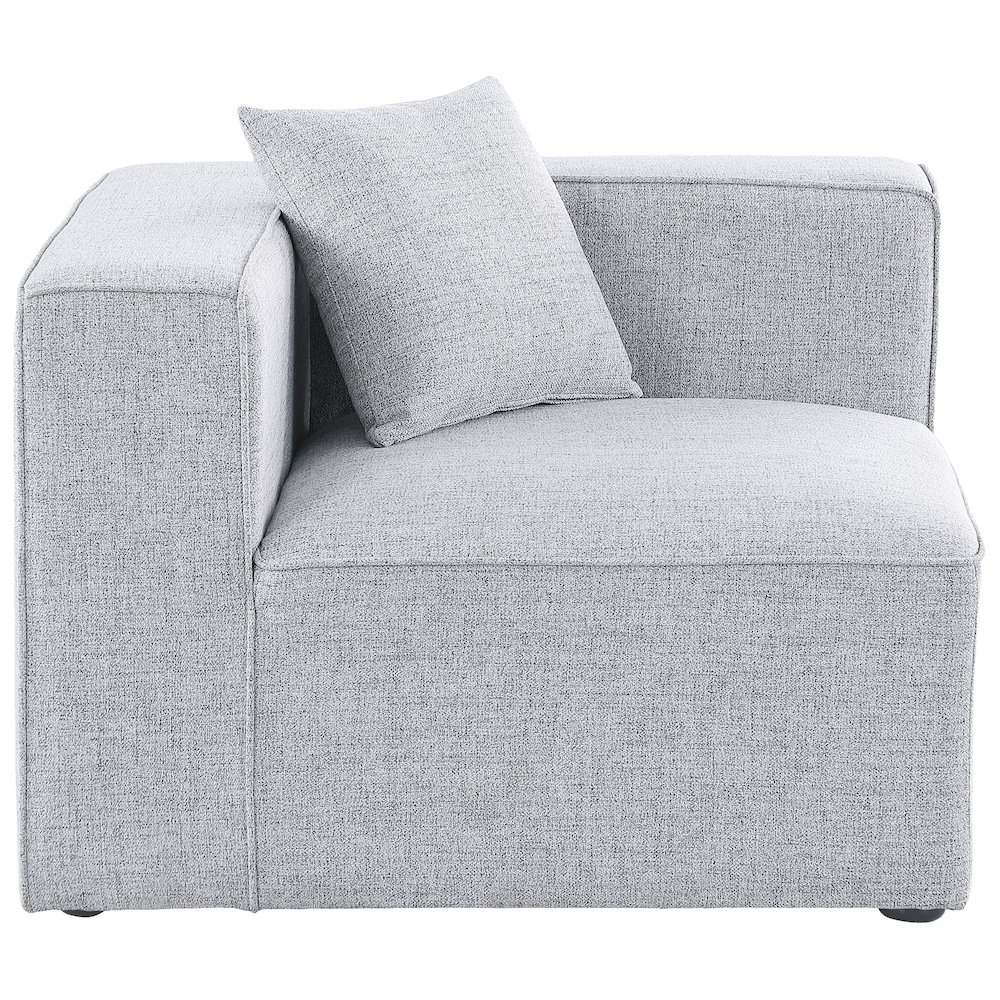 Cube Grey Durable Linen Textured Corner Chair. Picture 3
