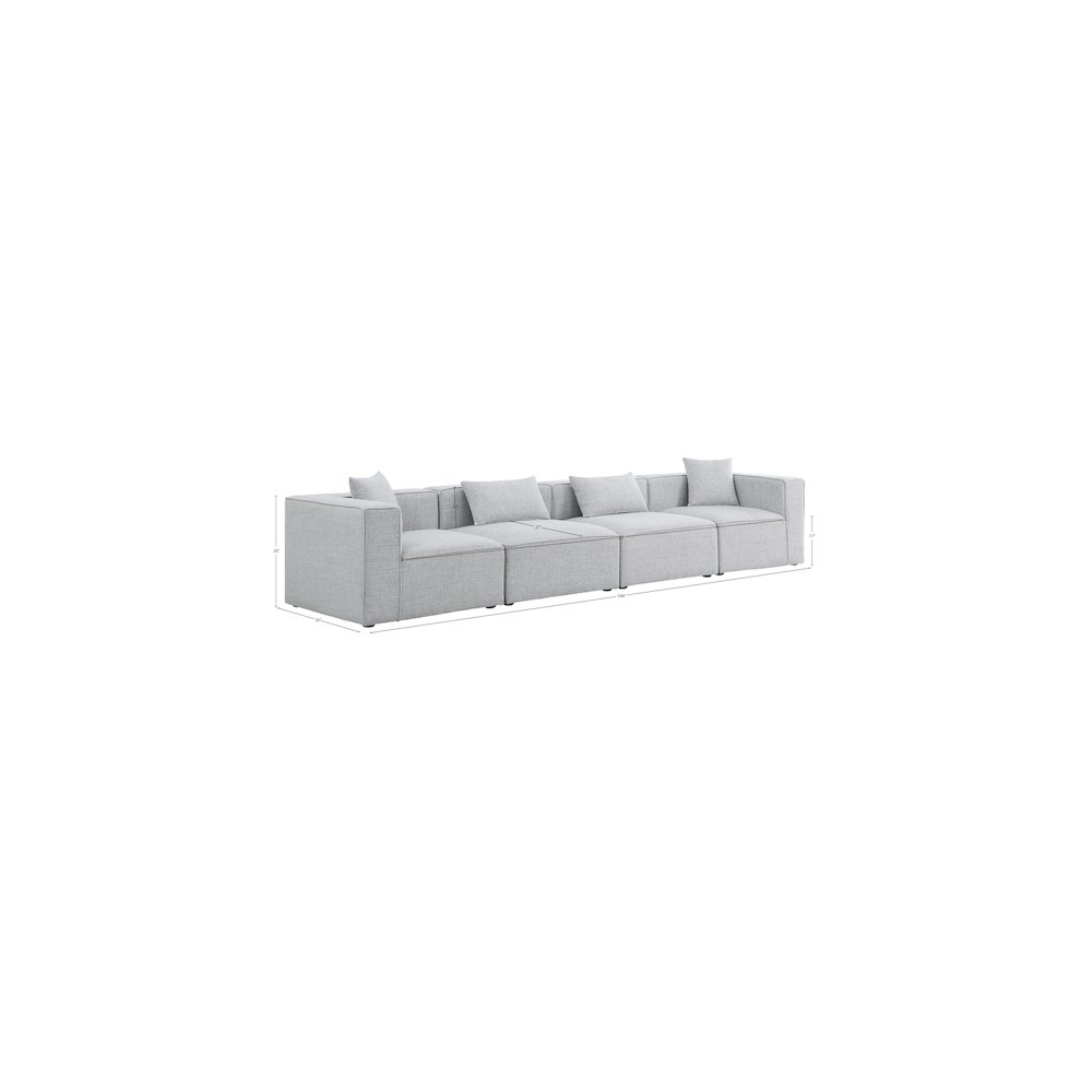 Cube Grey Durable Linen Textured Modular Sofa. Picture 8