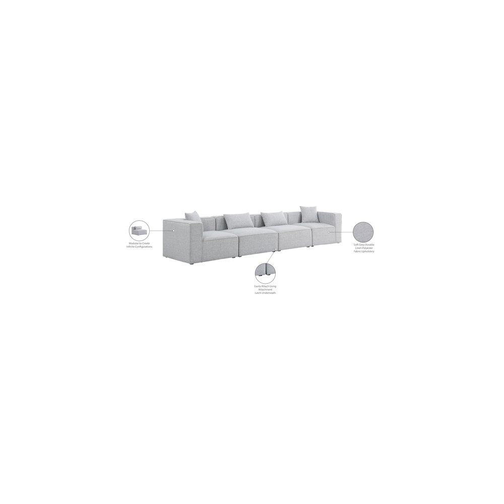Cube Grey Durable Linen Textured Modular Sofa. Picture 9