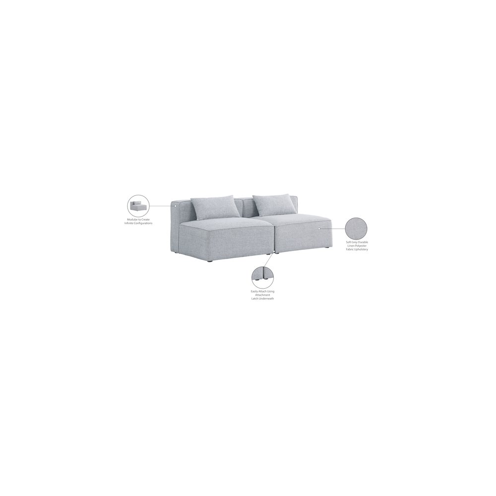 Cube Grey Durable Linen Textured Modular Sofa. Picture 7