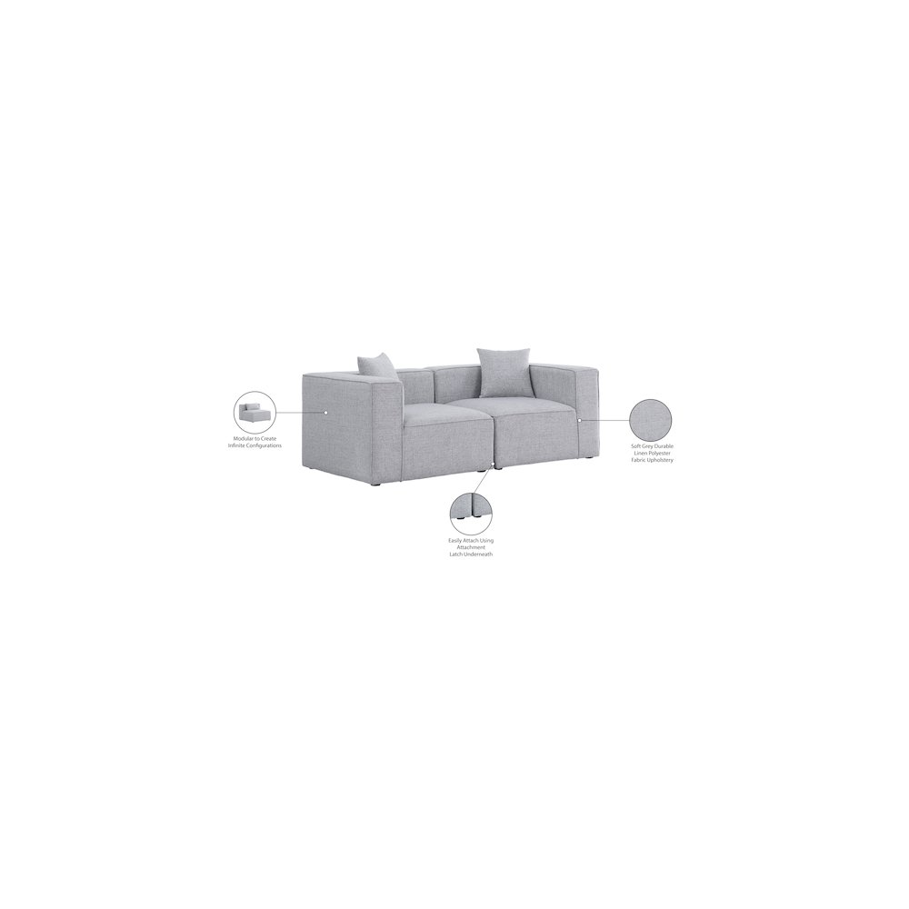 Cube Grey Durable Linen Textured Modular Sofa. Picture 9