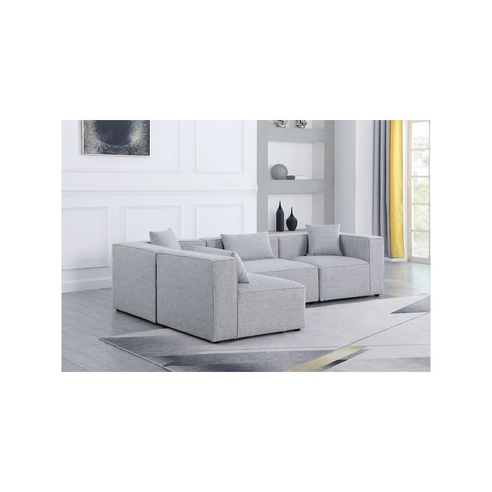 Cube Grey Durable Linen Textured Modular Sectional. Picture 2