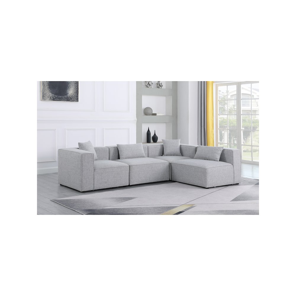 Cube Grey Durable Linen Textured Modular Sectional. Picture 3