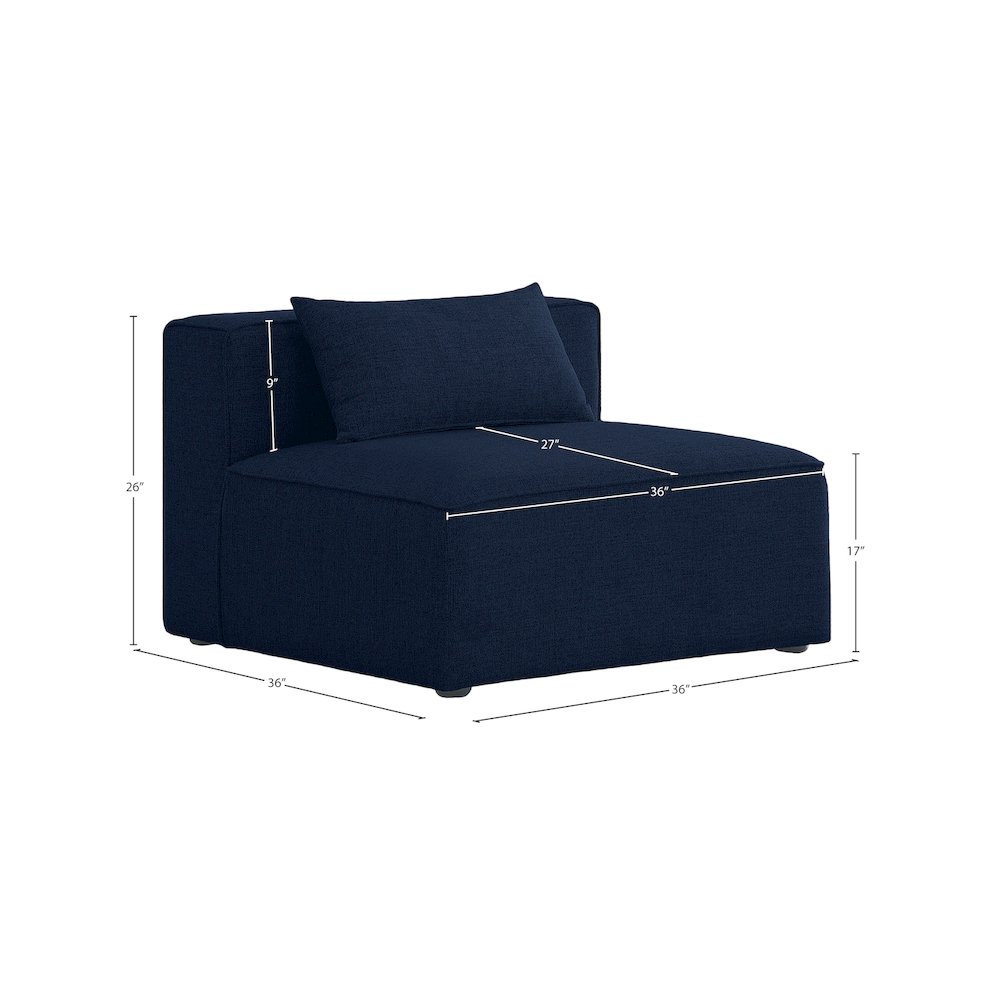 Cube Navy Durable Linen Textured Armless Chair. Picture 6