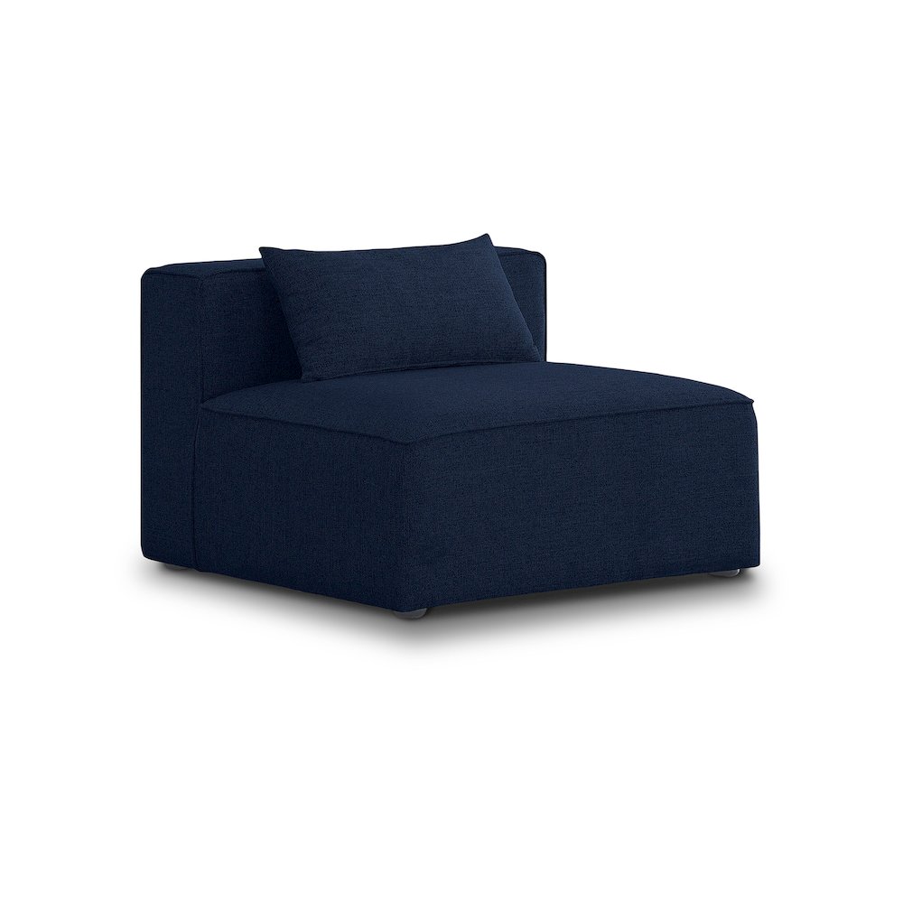 Cube Navy Durable Linen Textured Armless Chair. Picture 1