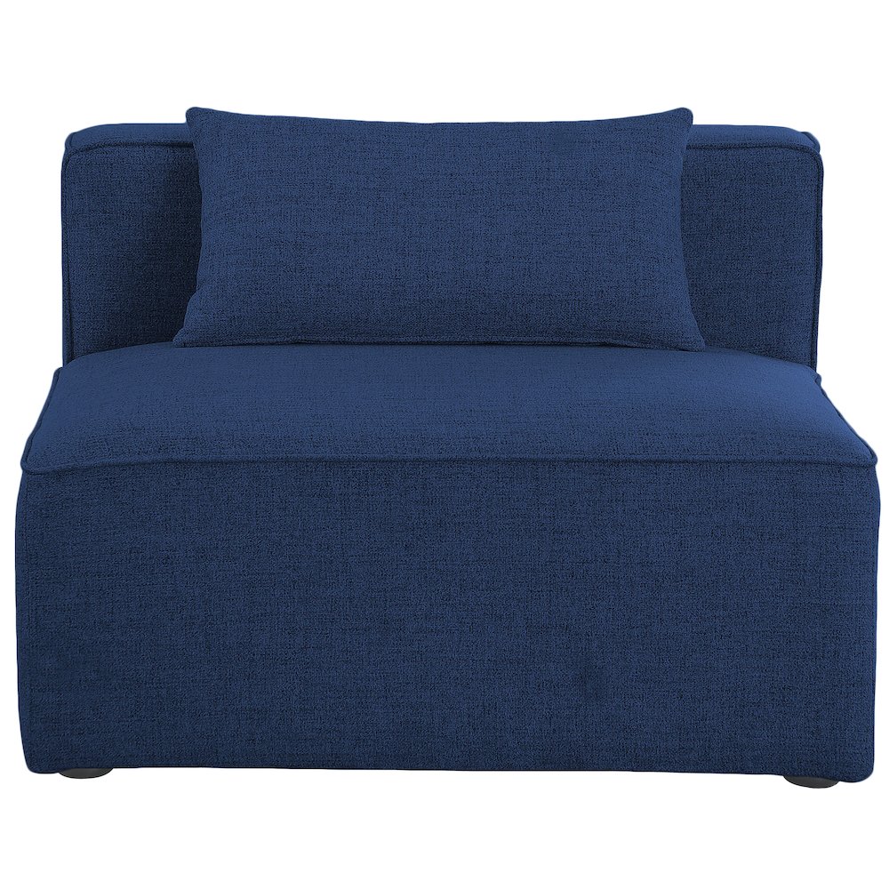 Cube Navy Durable Linen Textured Armless Chair. Picture 3