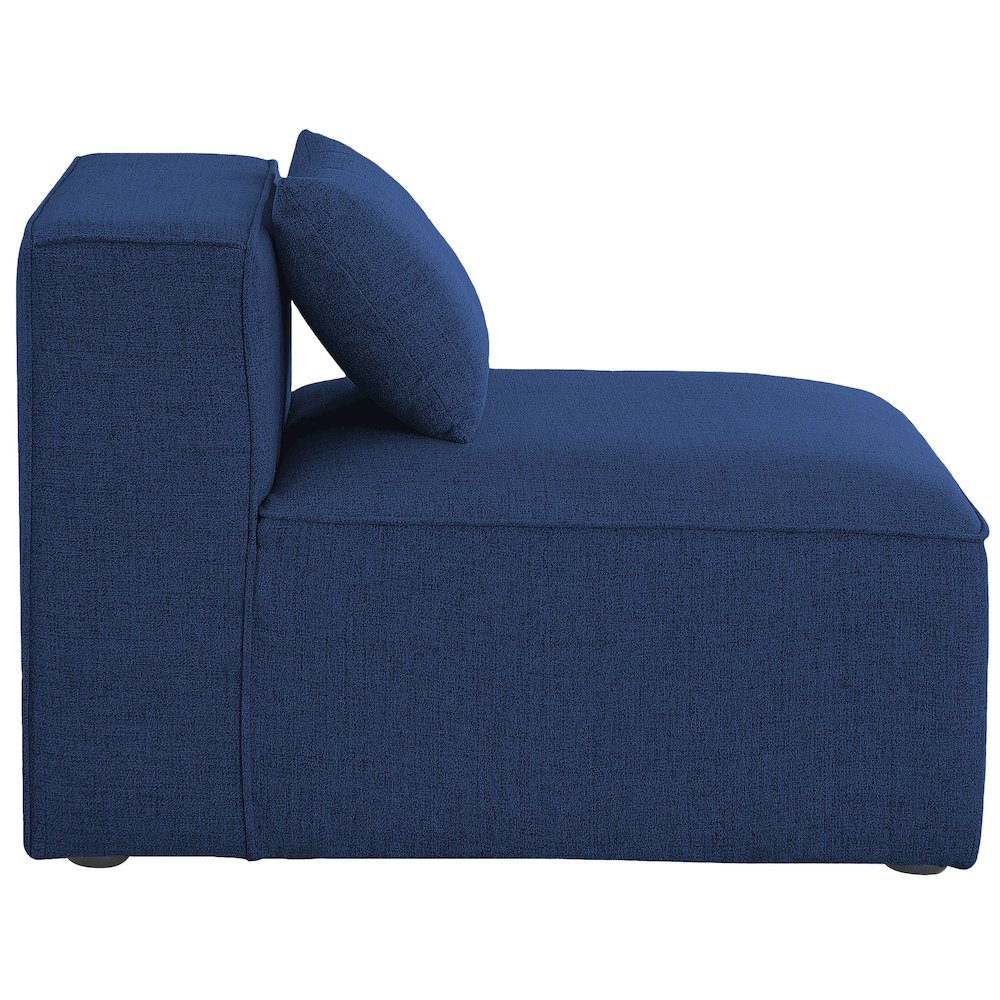 Cube Navy Durable Linen Textured Armless Chair. Picture 4