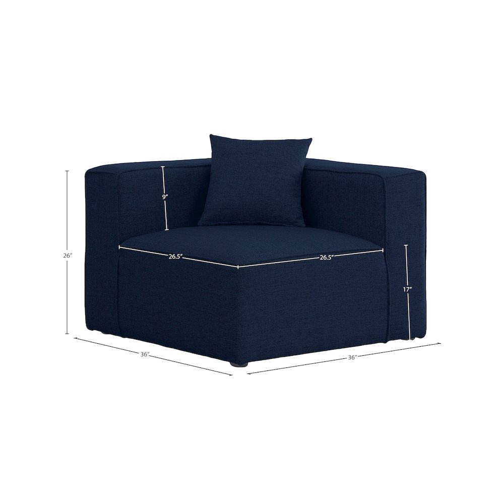 Cube Navy Durable Linen Textured Corner Chair. Picture 5
