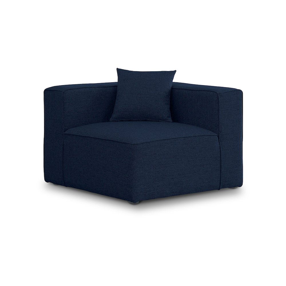 Cube Navy Durable Linen Textured Corner Chair. Picture 1