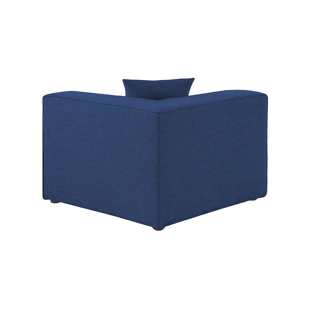 Cube Navy Durable Linen Textured Corner Chair. Picture 2