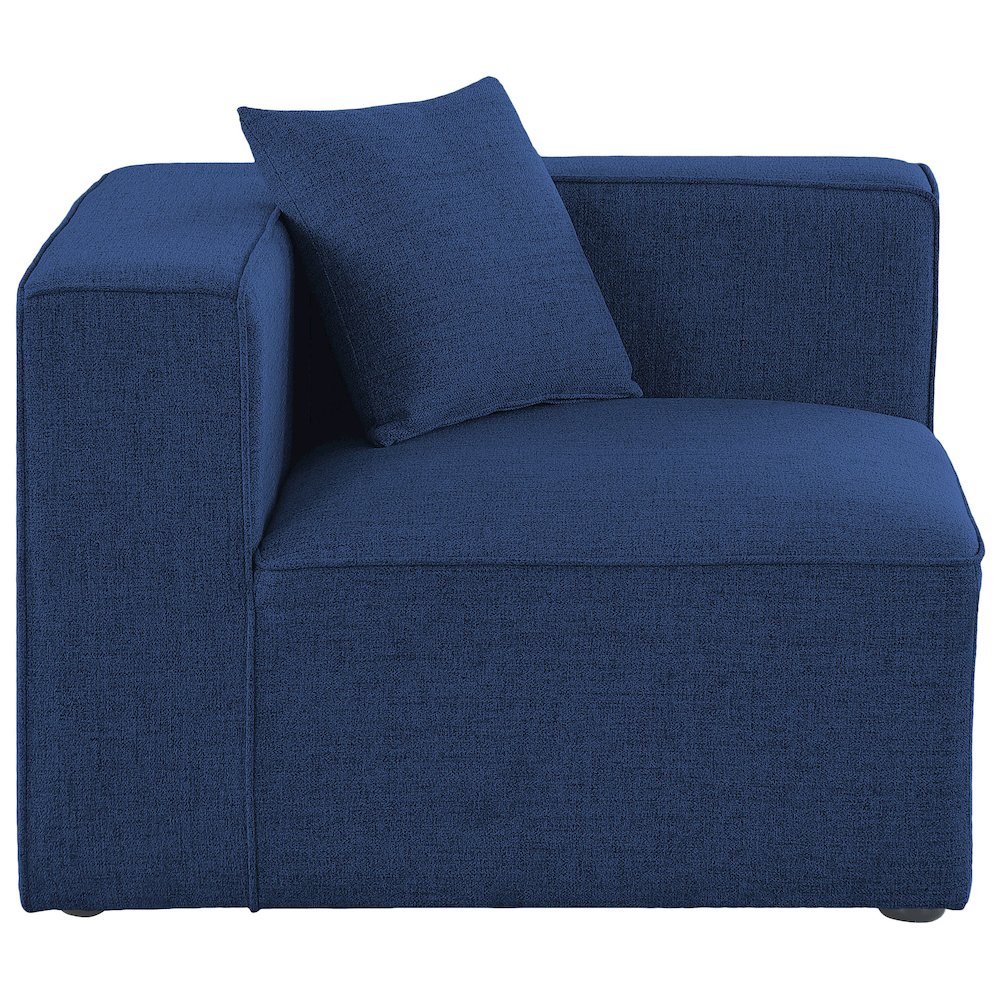 Cube Navy Durable Linen Textured Corner Chair. Picture 3