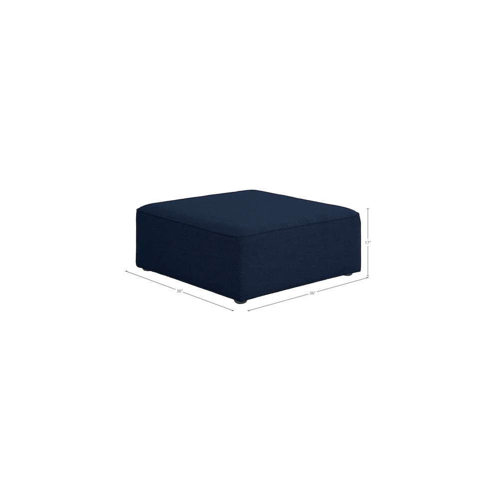 Cube Navy Durable Linen Textured Ottoman. Picture 4