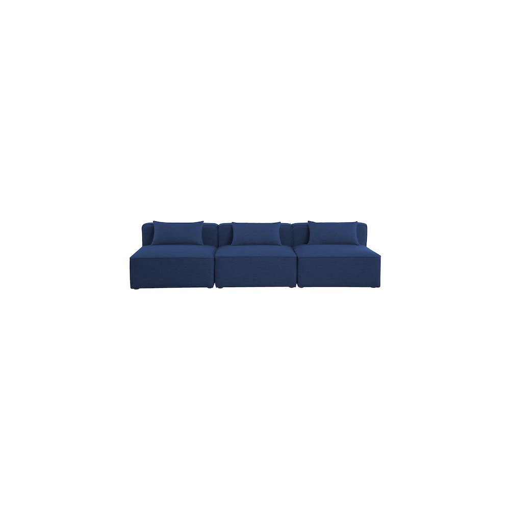Cube Navy Durable Linen Textured Modular Sofa. Picture 3