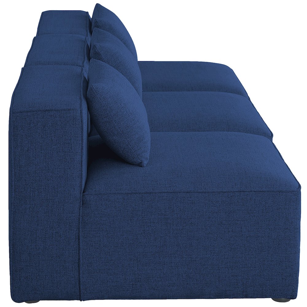 Cube Navy Durable Linen Textured Modular Sofa. Picture 4
