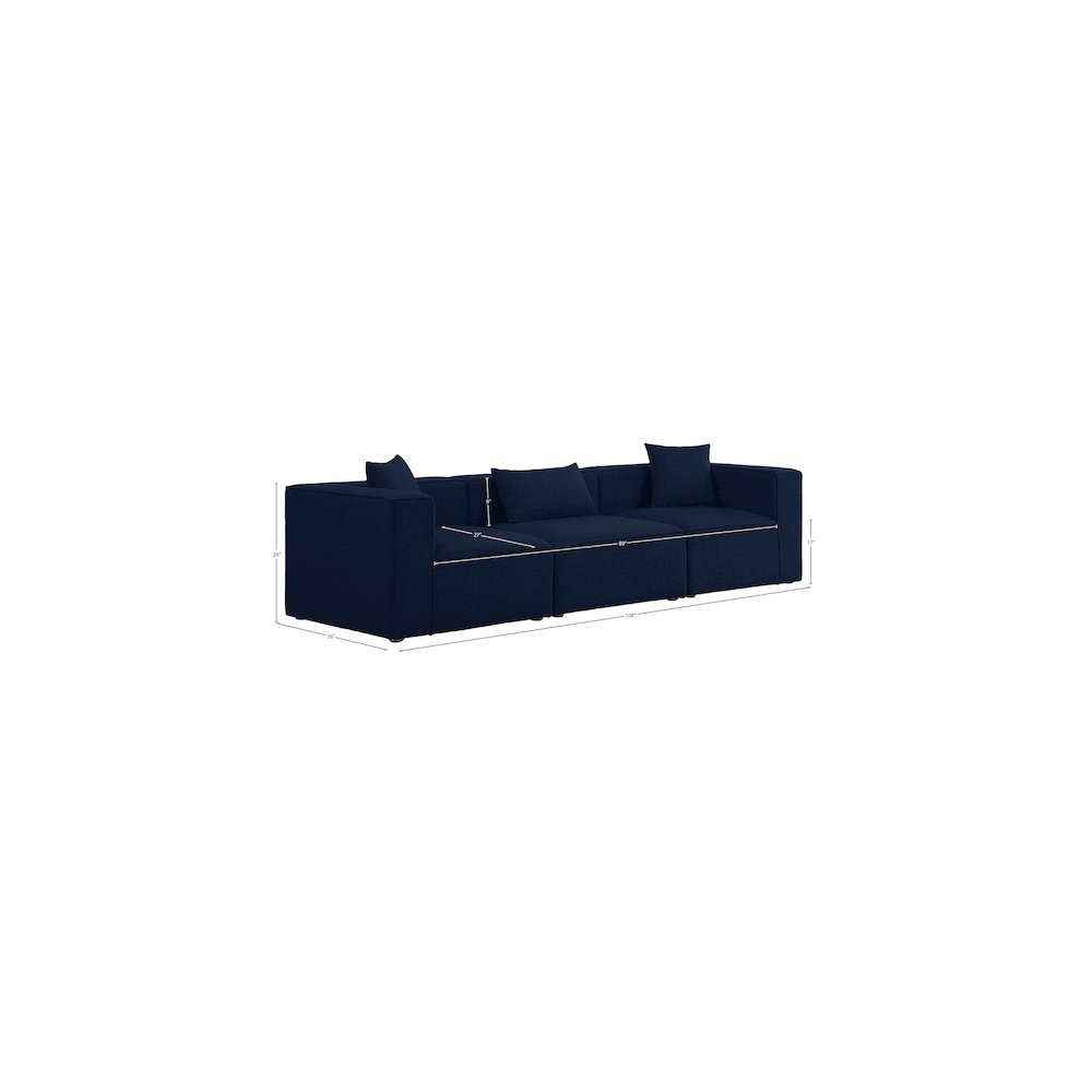 Cube Navy Durable Linen Textured Modular Sofa. Picture 8