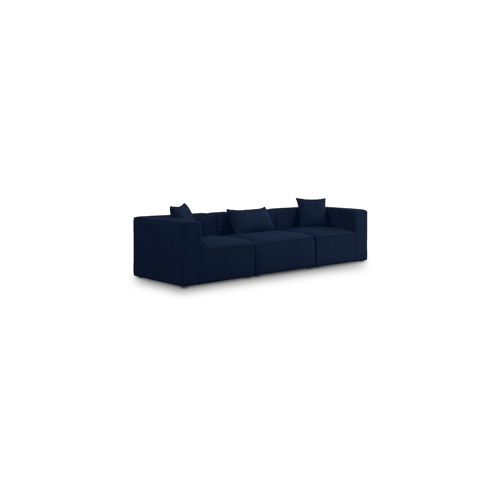 Cube Navy Durable Linen Textured Modular Sofa. Picture 1
