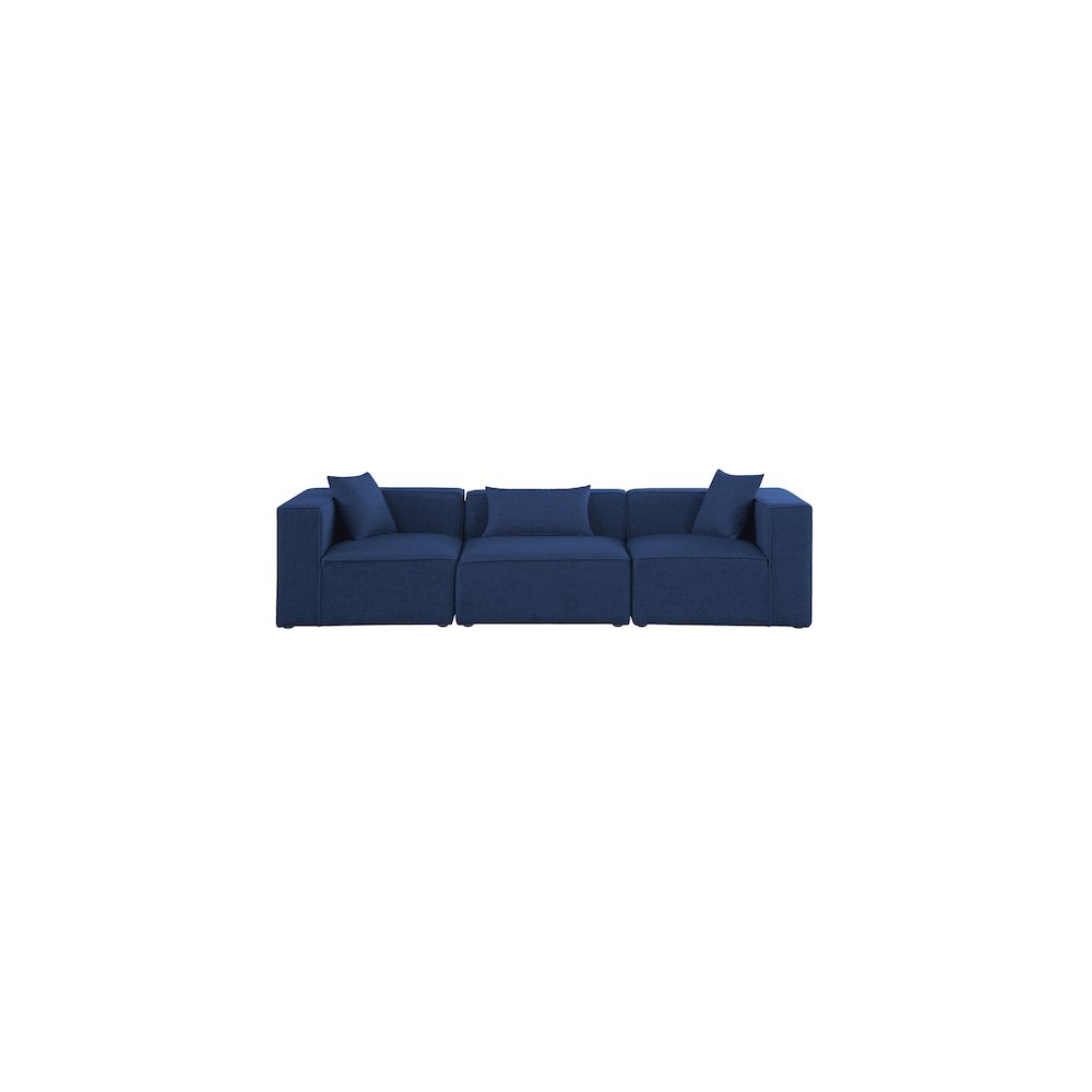 Cube Navy Durable Linen Textured Modular Sofa. Picture 3