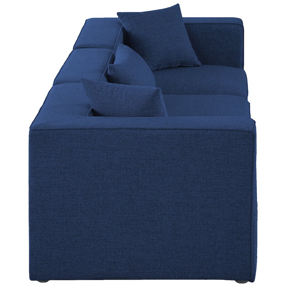 Cube Navy Durable Linen Textured Modular Sofa. Picture 4