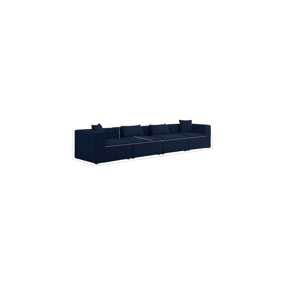 Cube Navy Durable Linen Textured Modular Sofa. Picture 8