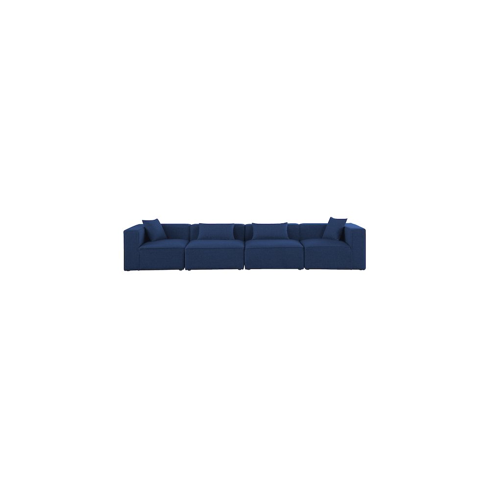 Cube Navy Durable Linen Textured Modular Sofa. Picture 3