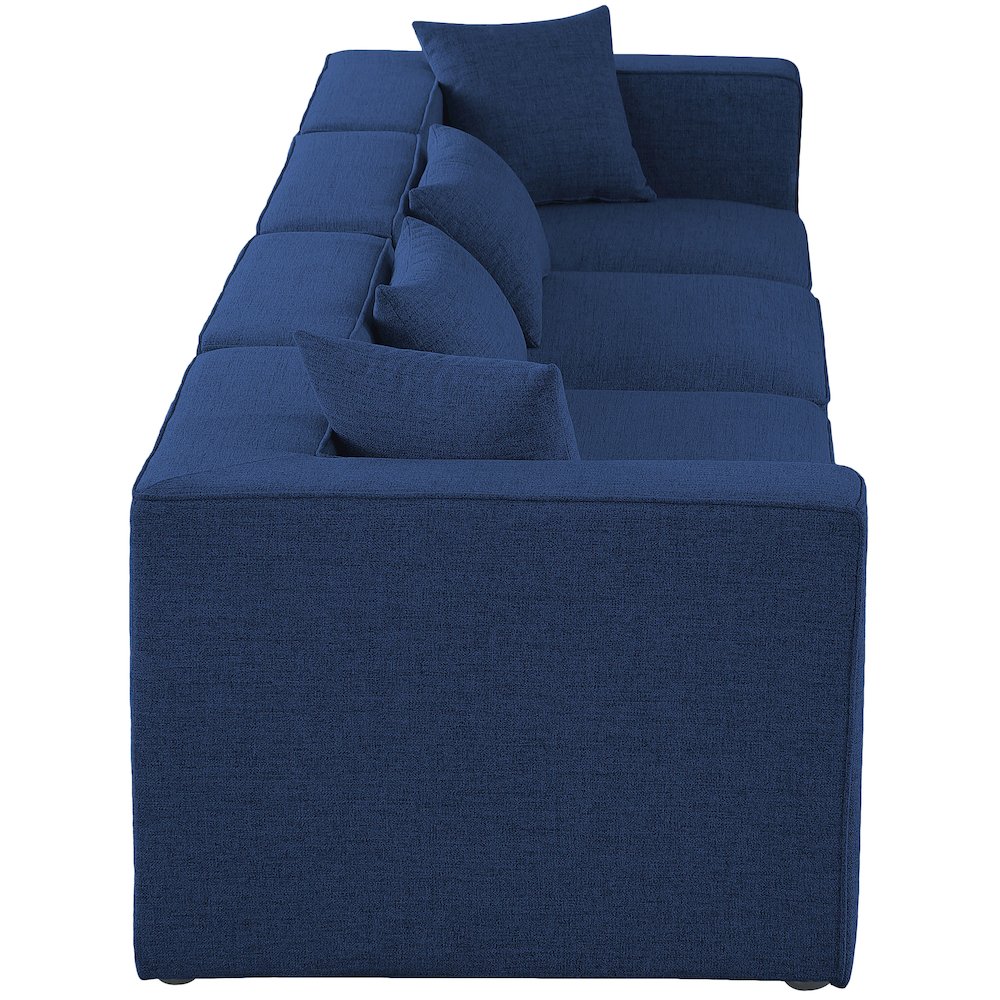 Cube Navy Durable Linen Textured Modular Sofa. Picture 4