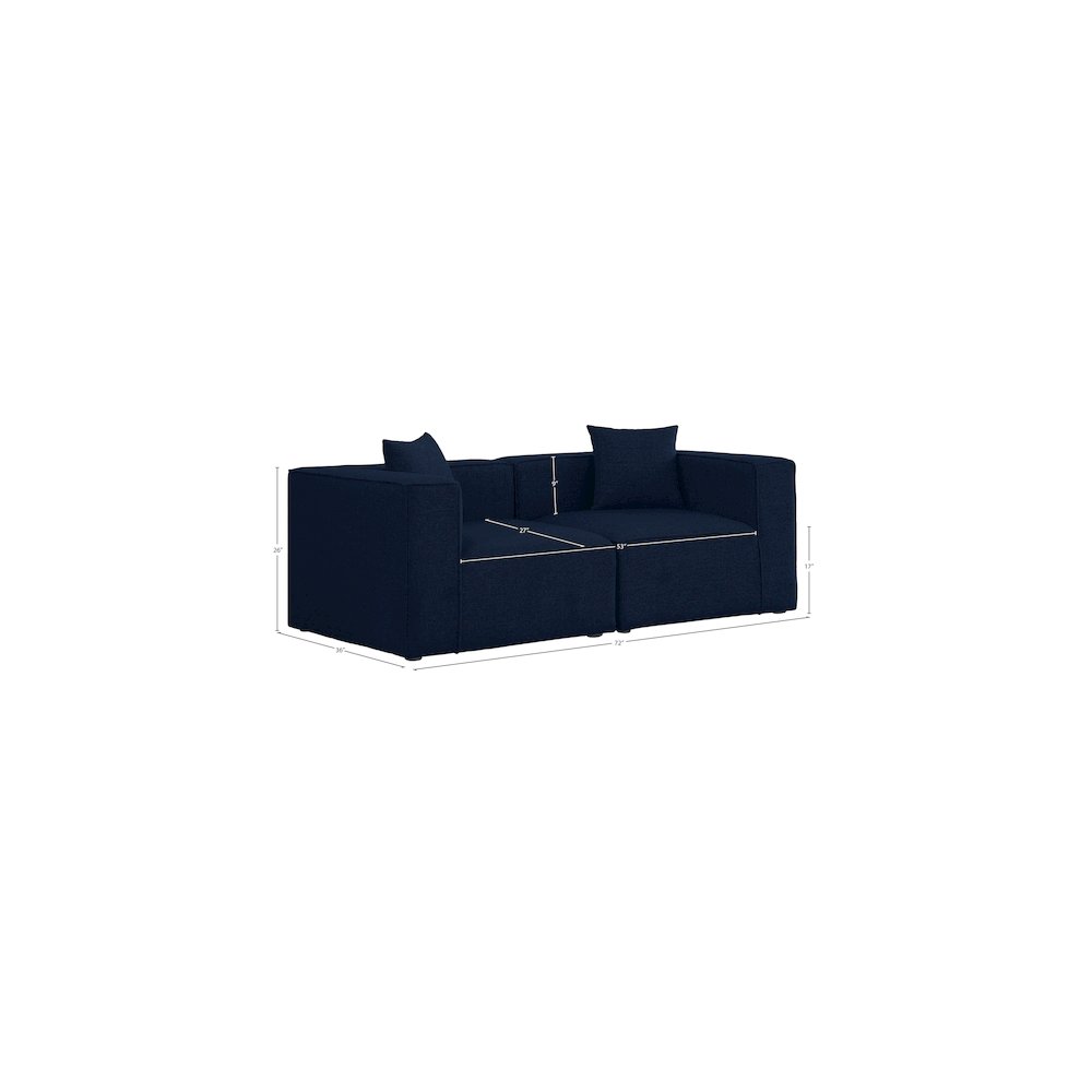 Cube Navy Durable Linen Textured Modular Sofa. Picture 8