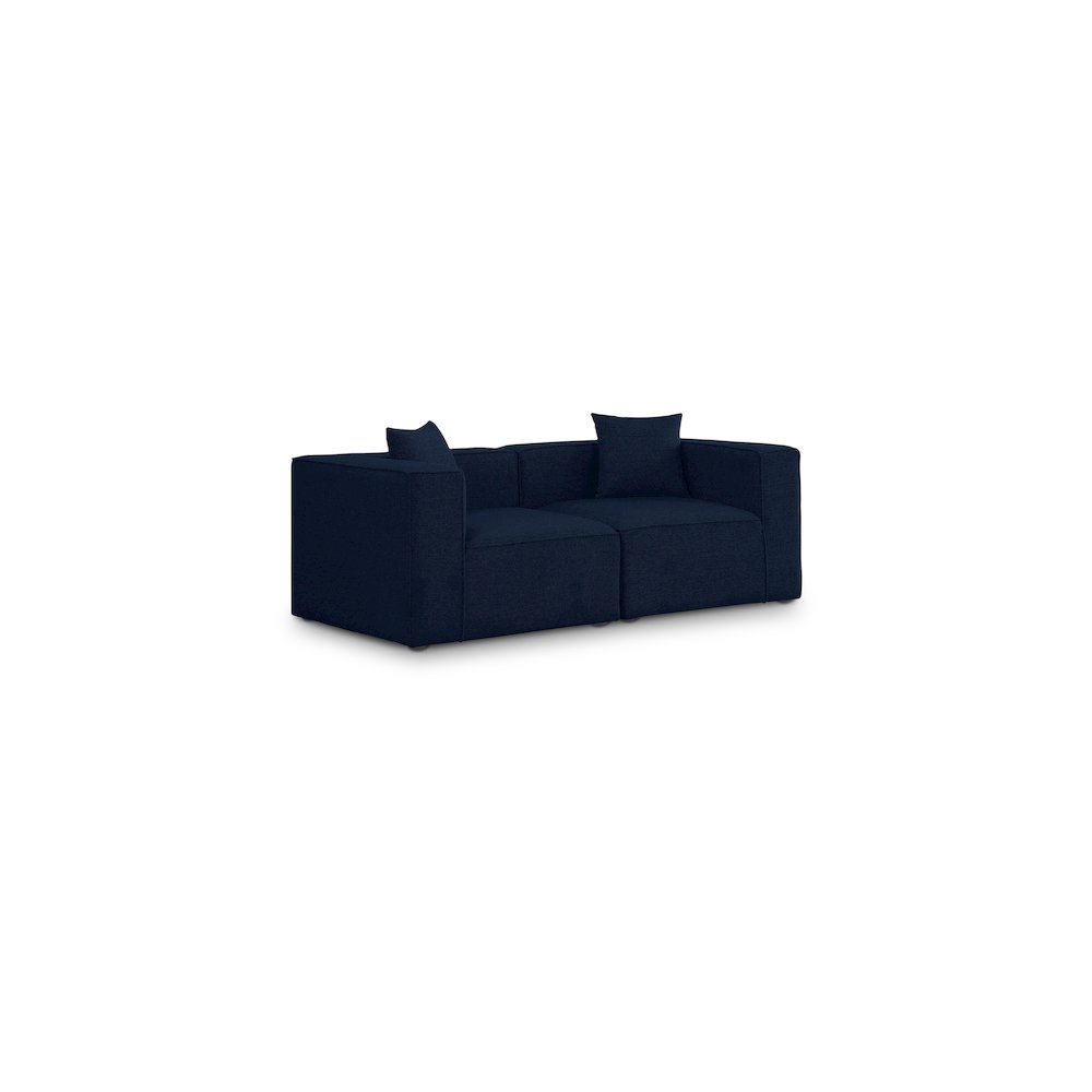 Cube Navy Durable Linen Textured Modular Sofa. Picture 1